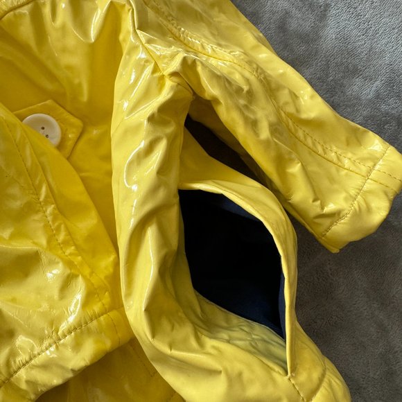 Gymboree Bright Yellow Patent Leather Rain Coat Sz 6-12 mos - Picture 2 of 6
